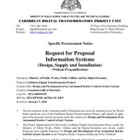 Government of the Commonwealth of Dominica - Request for Proposal Information Systems (Design, Supply and Installation ) (Without Prequalification ) 